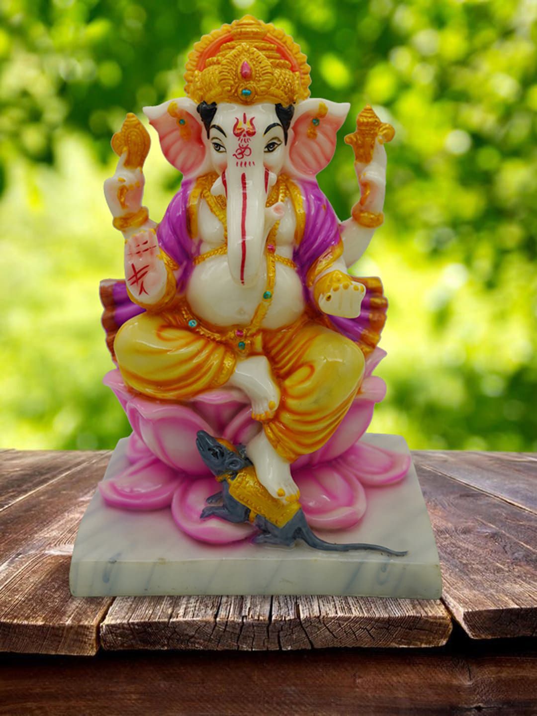 Gallery99 Beige & Pink Handpainted Lord Ganapati Idol Showpieces Price in India