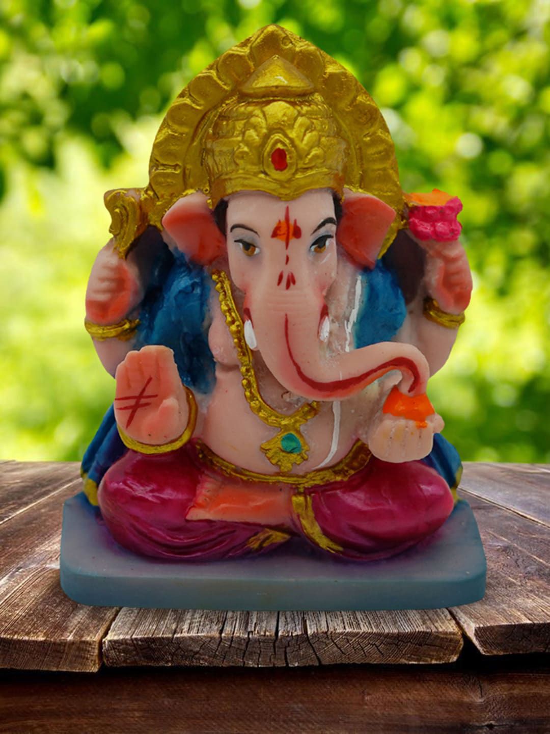 Gallery99 Gold-Toned & Red Hand Painted Lord Ganapati Showpiece Price in India