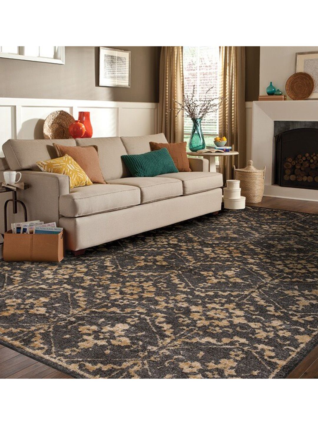 Ddecor Grey Ethnic Motifs Carpet Price in India