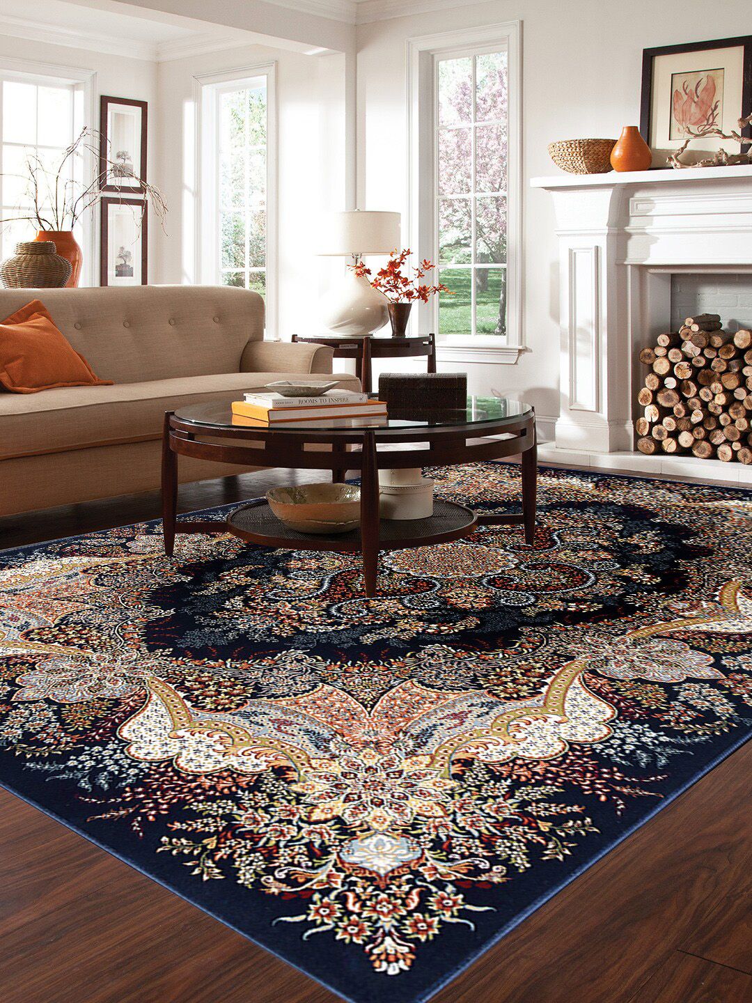 Ddecor Orange Ethnic Motifs Carpet Price in India