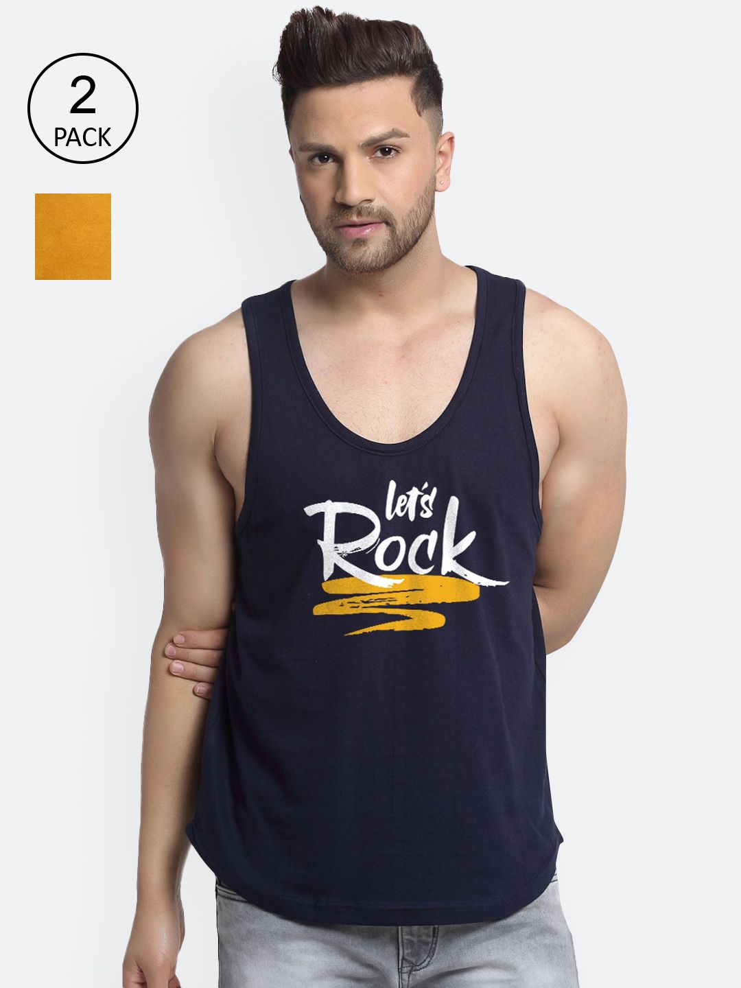 Friskers Men Pack Of 2 Printed Pure Cotton Innerwear Vests deal from myntra