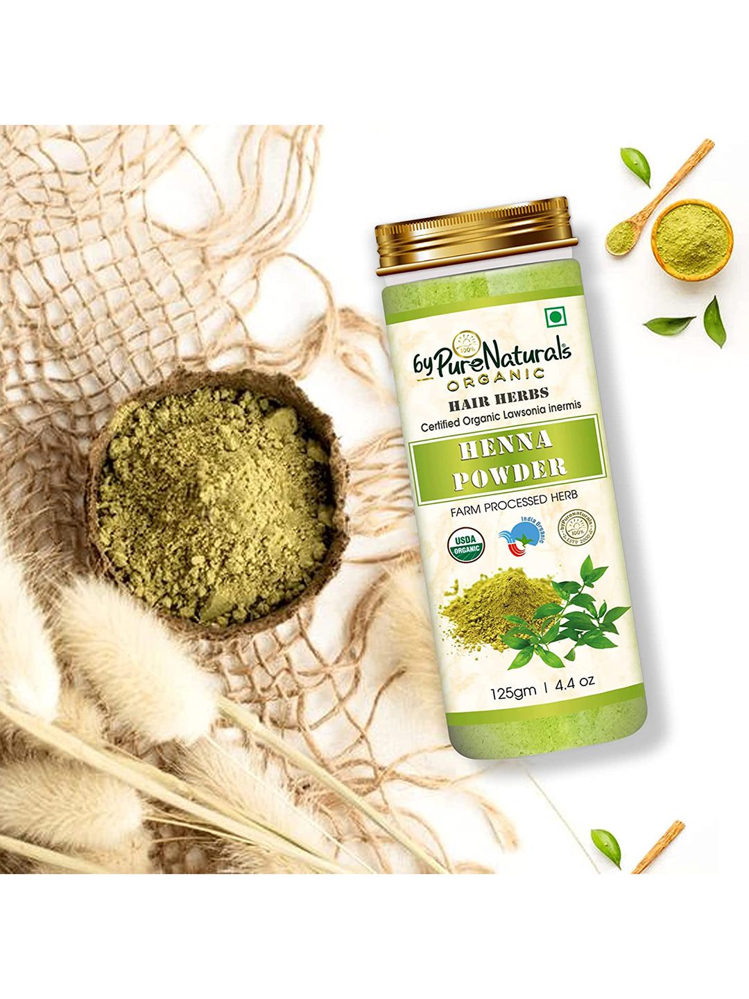 byPureNaturals 100% Natural Organic Hair Herbs Henna Powder - 125 g Price in India