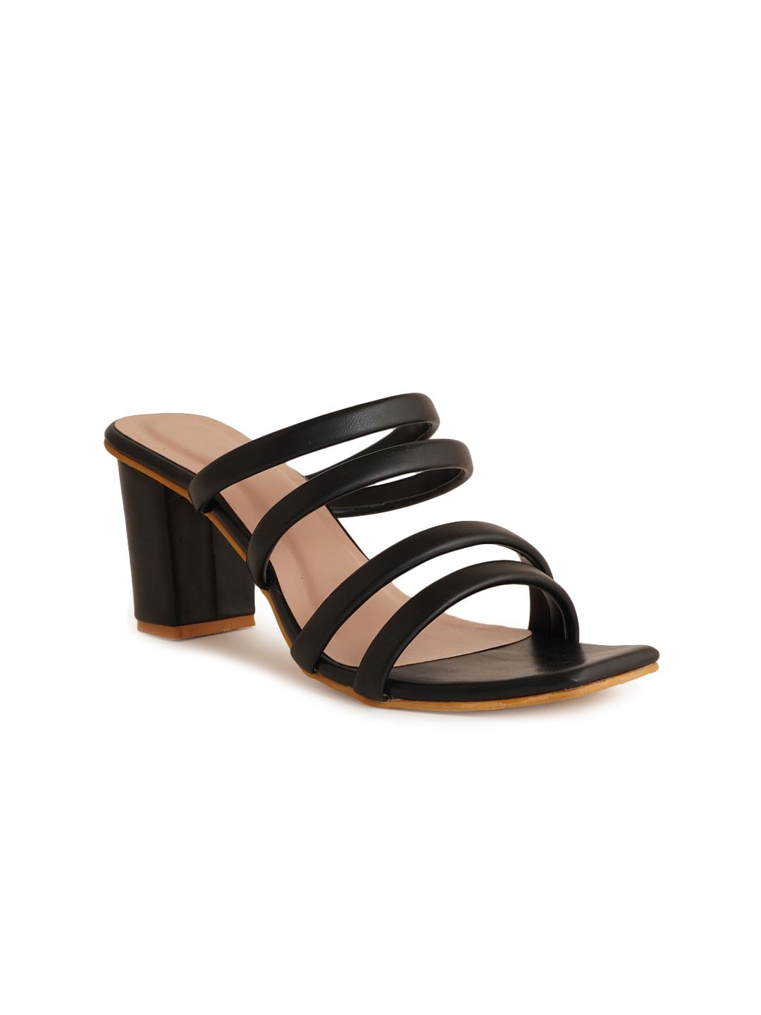 VAYONAA Black PU High-Top Block Sandals Price in India