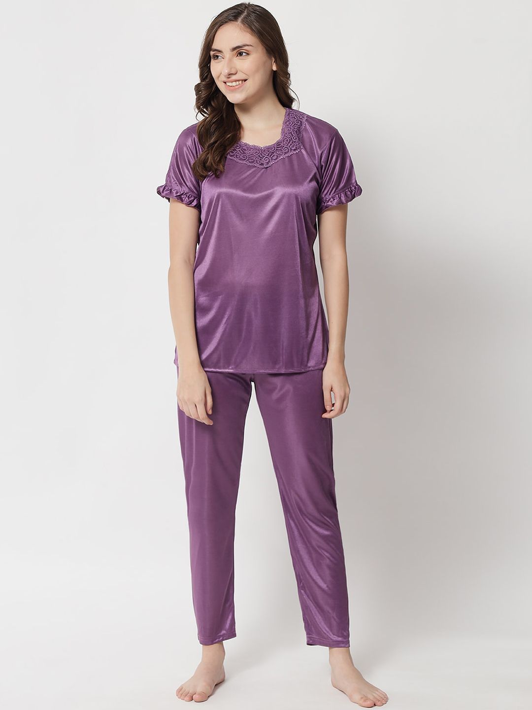 Klamotten Women Purple Night suit Price in India