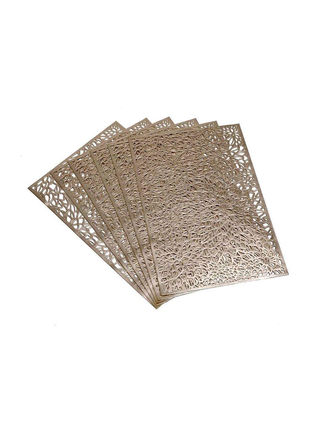 Athome by Nilkamal Set of 3 Gold Coloured Printed Rectangle Table Placemats Price in India