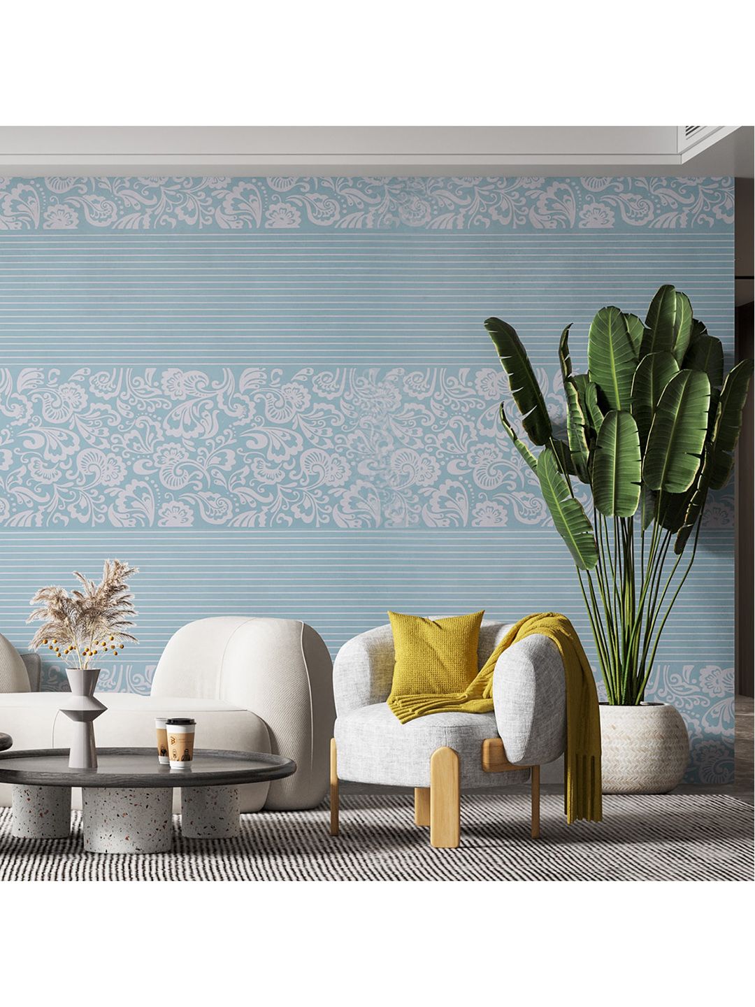 Ispace Unisex Blue & White Printed Wallpaper Price in India