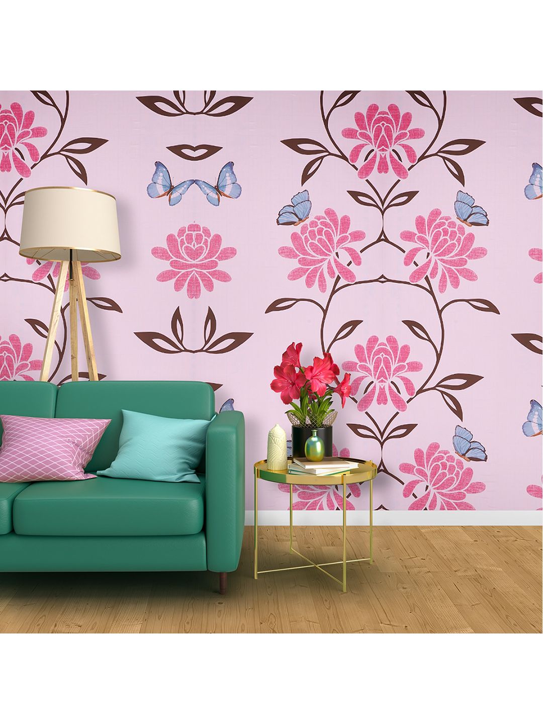 Ispace Pink Printed Self Adhesive & Waterproof Wallpaper Price in India