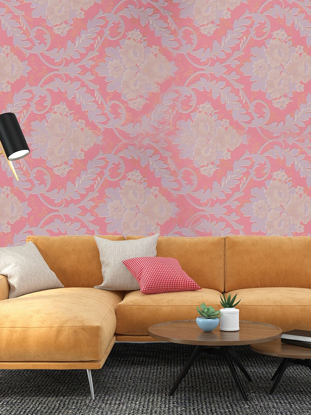 Ispace Pink & Off-White Printed Waterproof Wallpaper Price in India