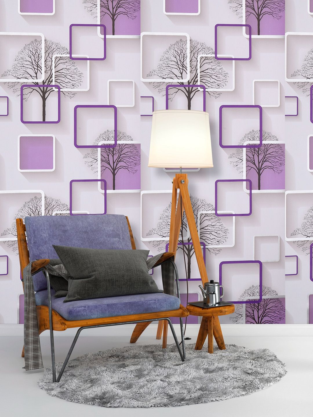 Ispace Purple Printed Self Adhesive and Waterproof Wallpaper Price in India