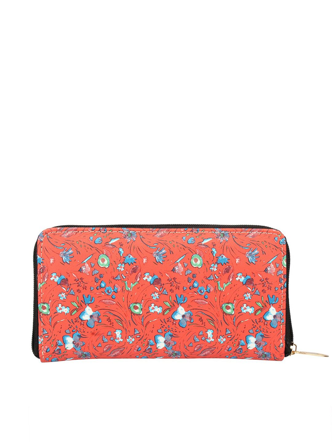 MAMMON Women Red & White Floral Printed PU Zip Around Wallet Price in India