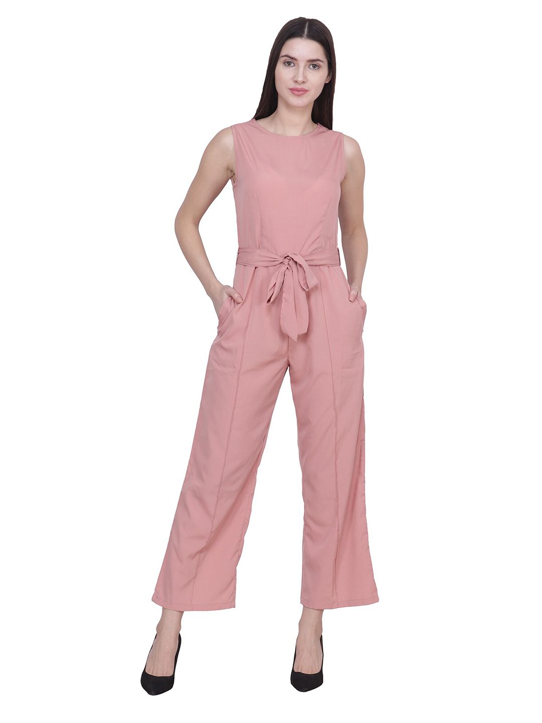Frempy Peach-Coloured Basic Jumpsuit Price in India