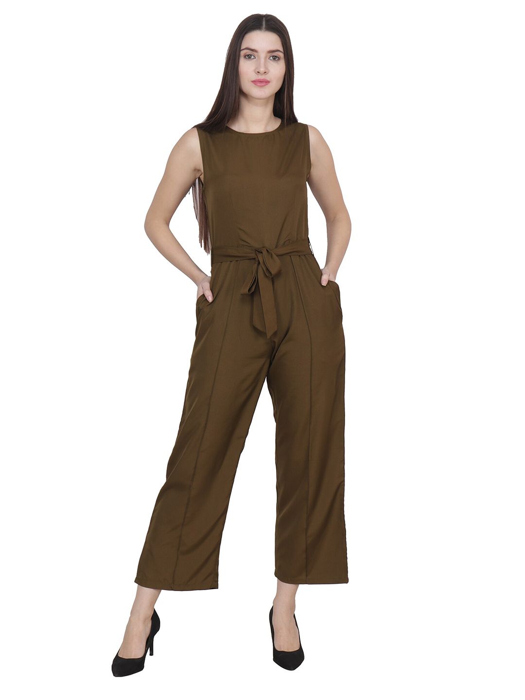 Frempy Women Olive Green Basic Jumpsuit Price in India