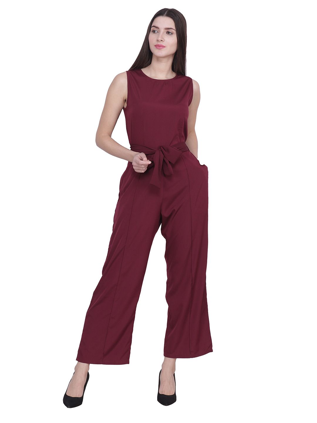 Frempy Women Maroon Basic Jumpsuit Price in India