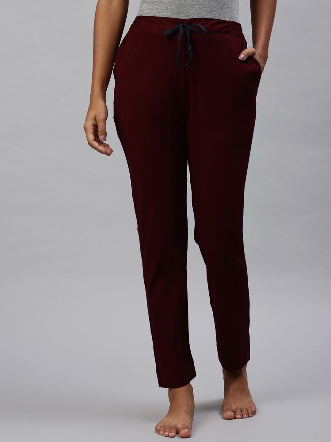 Kryptic Women Burgundy Solid Lounge Pants Price in India