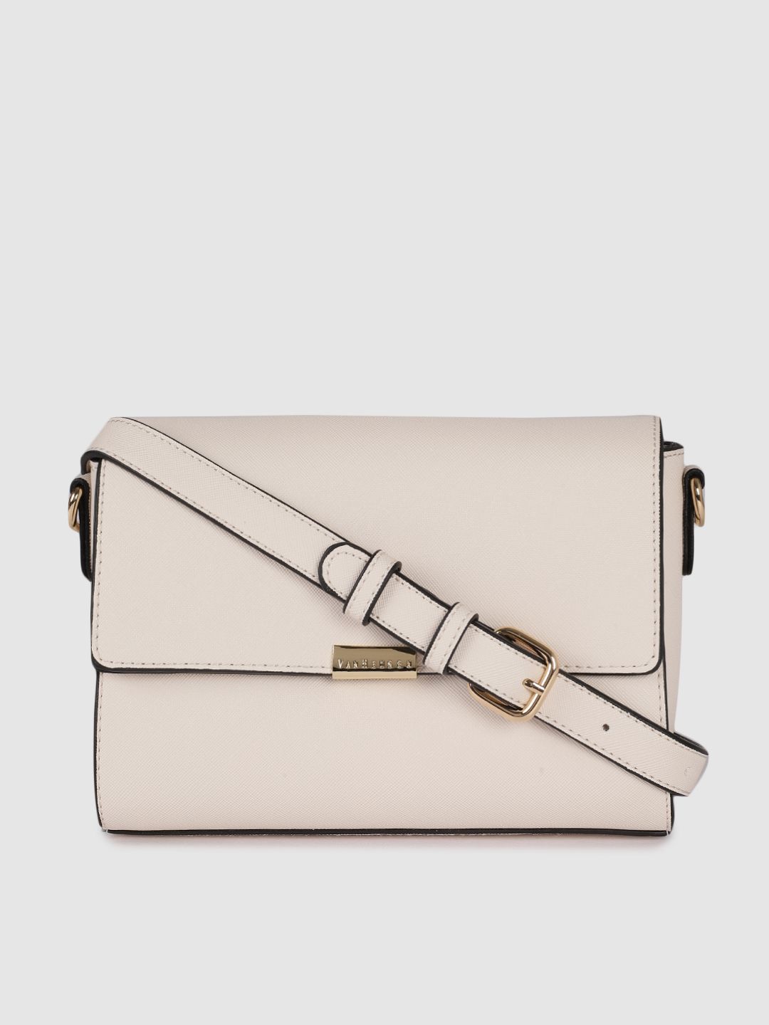 Van Heusen Off-White Structured Sling Bag Price in India
