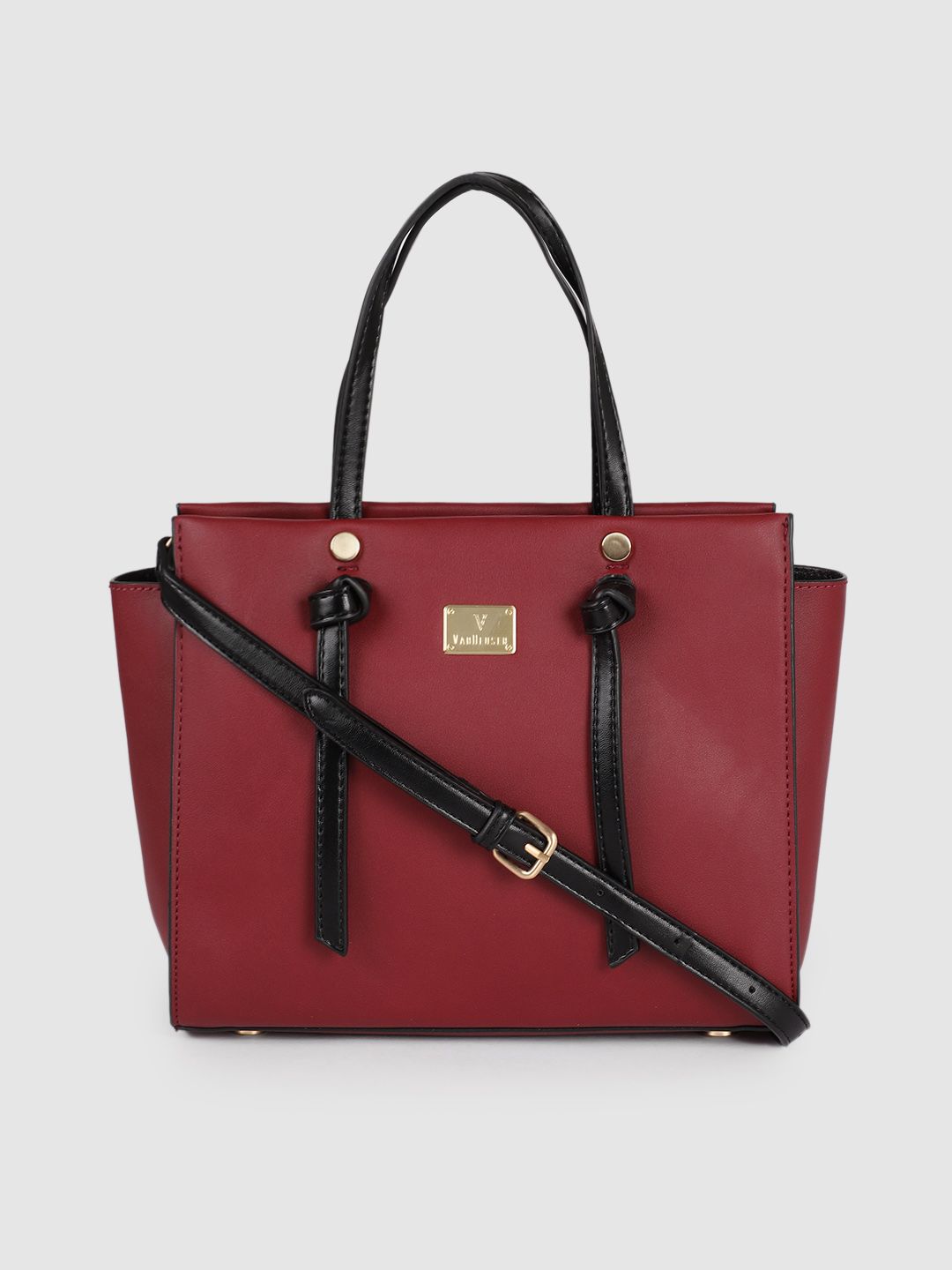 Van Heusen Maroon PU Structured Handheld Bag Price in India