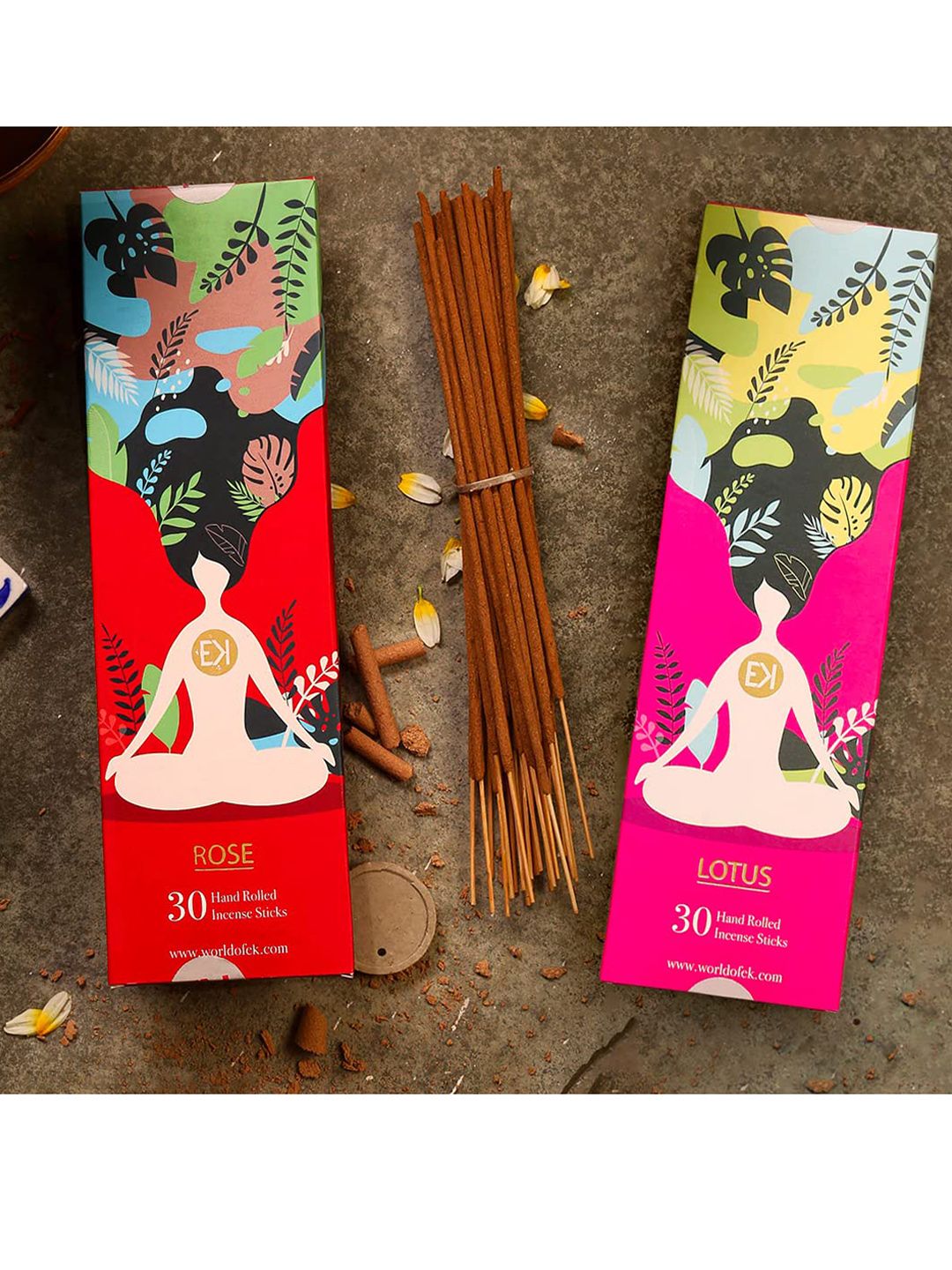 EK BY EKTA KAPOOR Set Of 2 Brown Lotus & Rose Handrolled Natural Charcoal Free Incense Sticks Price in India