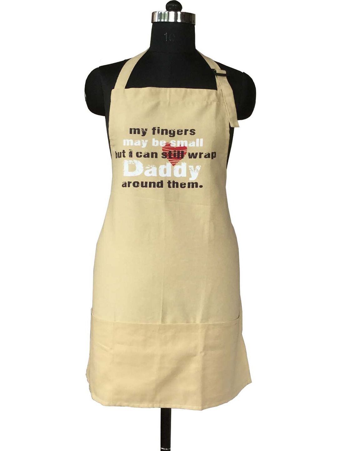 Lushomes Beige & White Printed Cotton Kitchen Apron Price in India