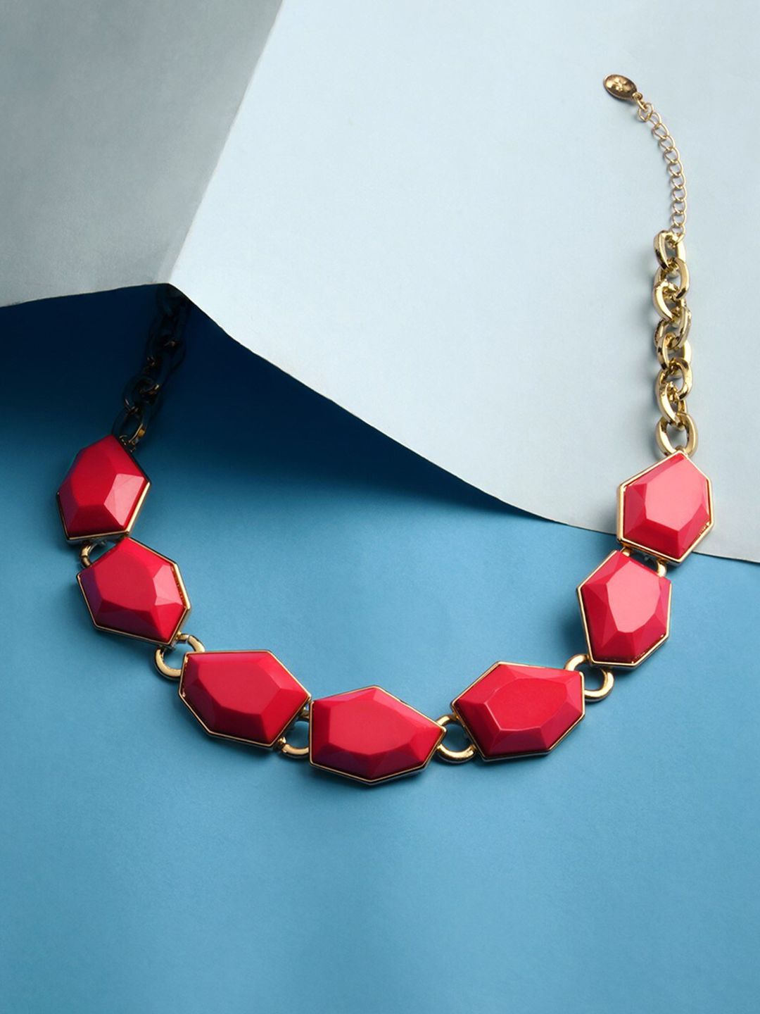 Accessorize Women Pink & Gold-Toned Stone Collar Necklace Price in India