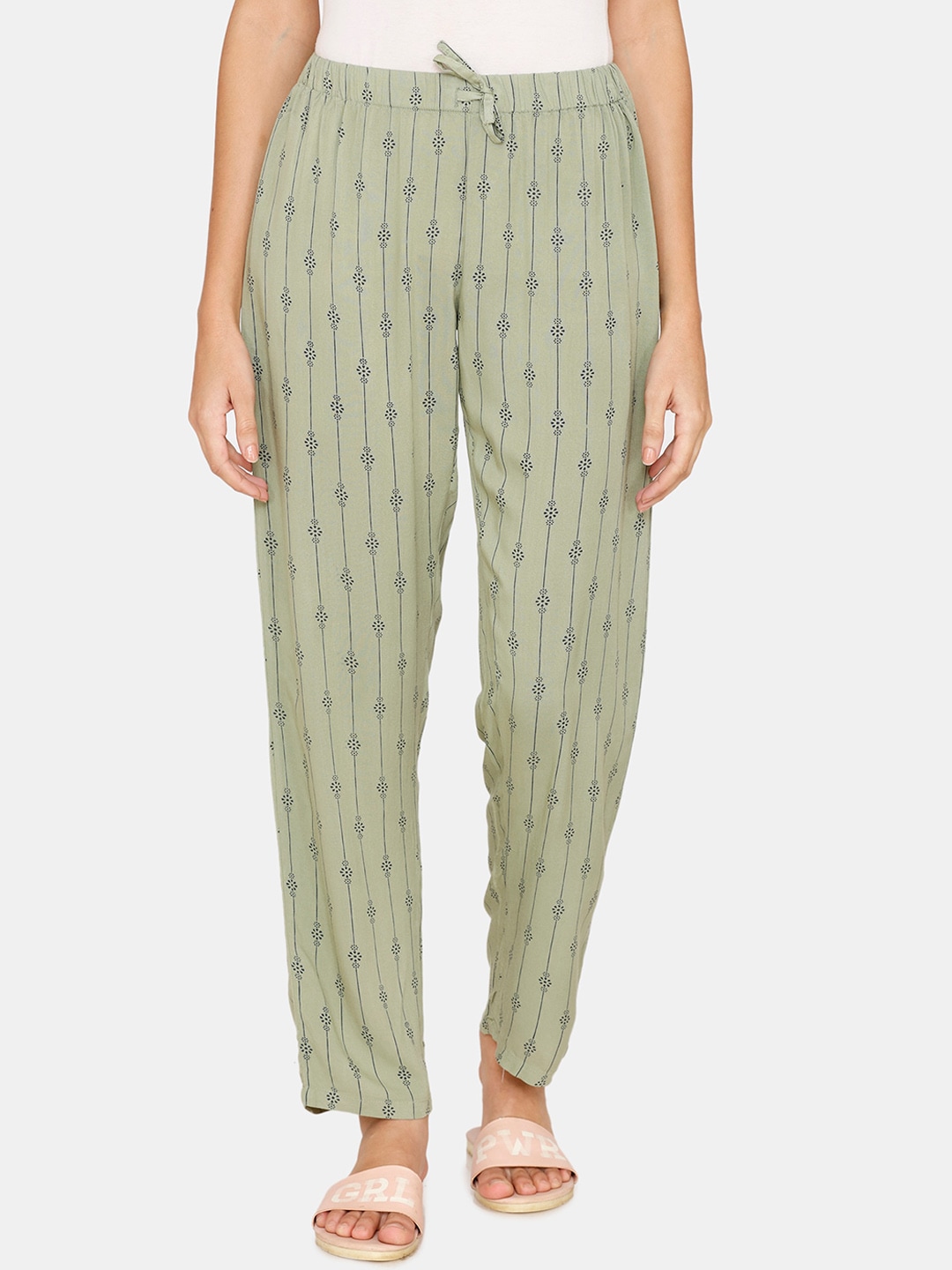 Coucou by Zivame Women Green Printed Relax-Fit Pyjamas Price in India