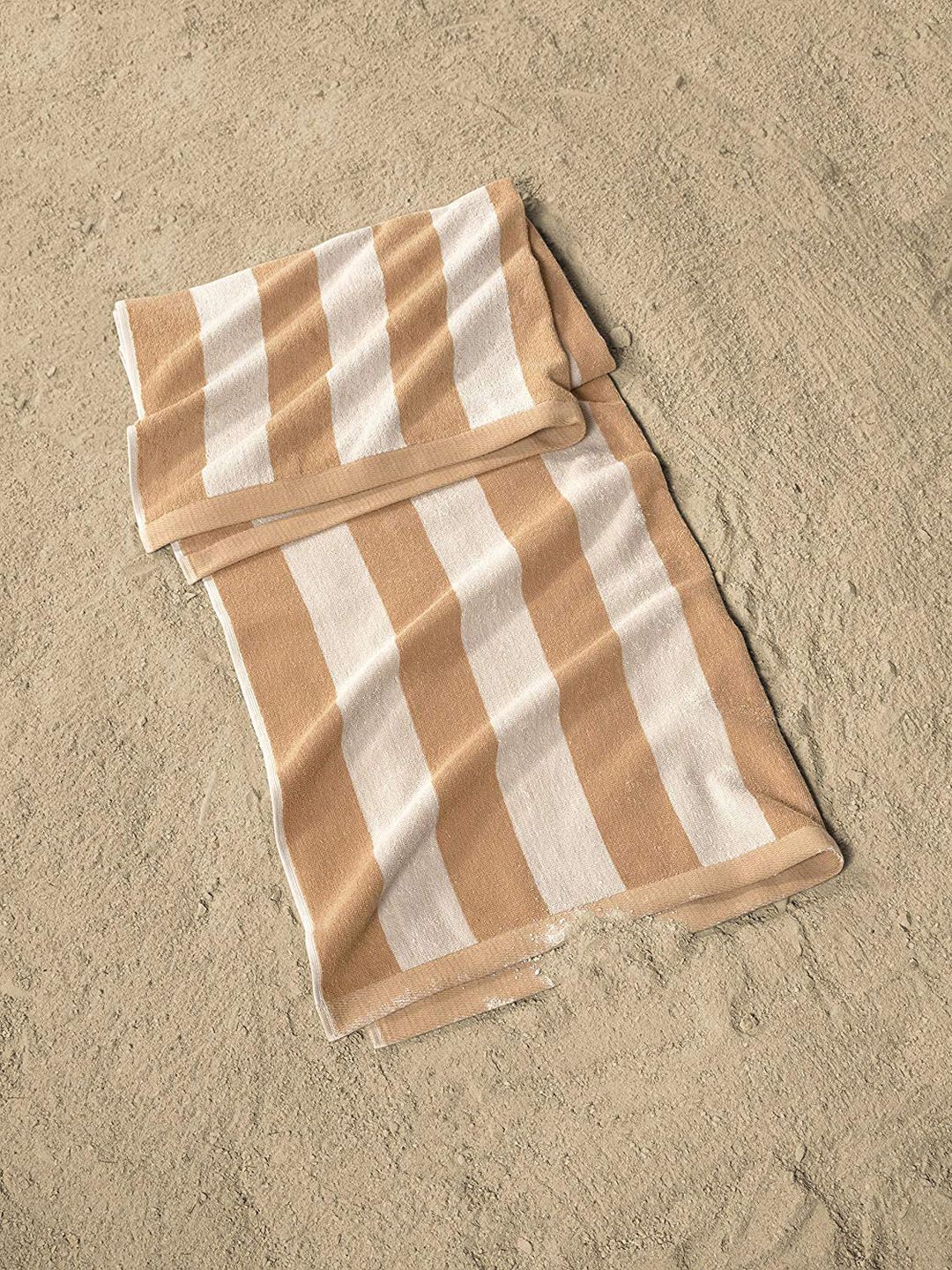 Lushomes Beige & White Cabana Cotton Stripe Pool Towel Price in India
