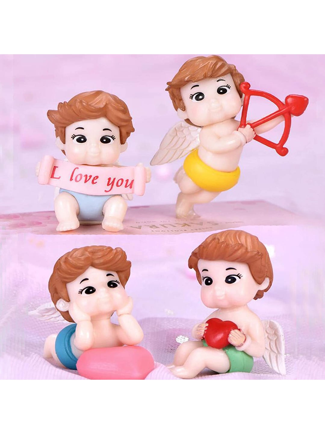 CHOCOZONE Pack of 4 Multicolored Cupid Miniature Figurines Showpiece Price in India