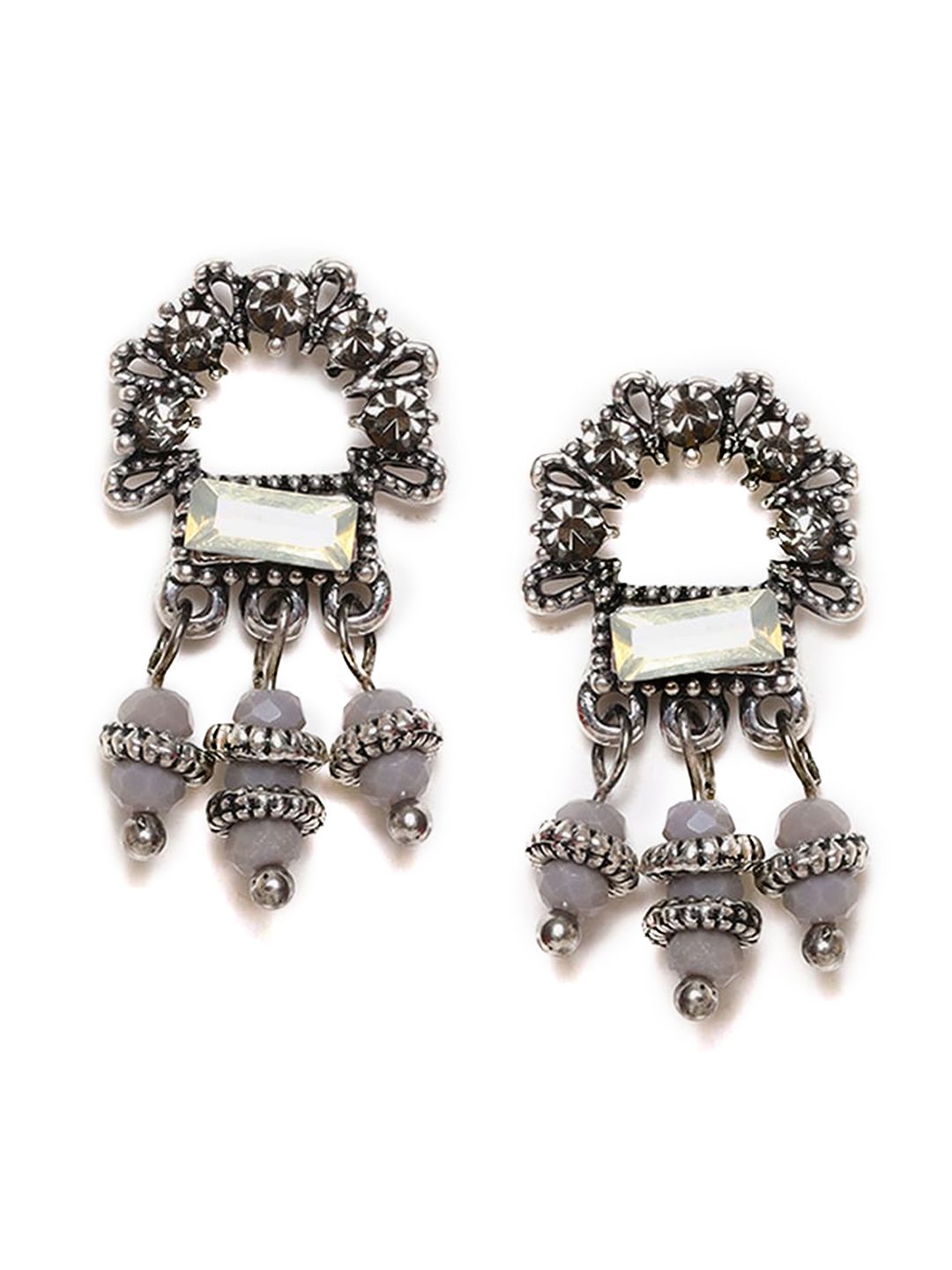 W Grey Contemporary Drop Earrings Price in India