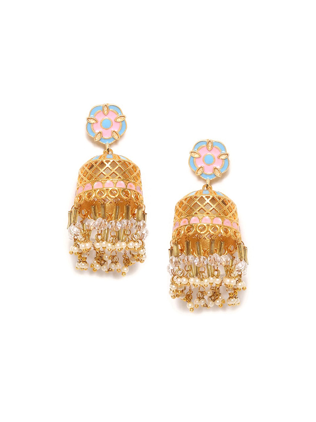 W Pink Dome Shaped Jhumkas Earrings Price in India