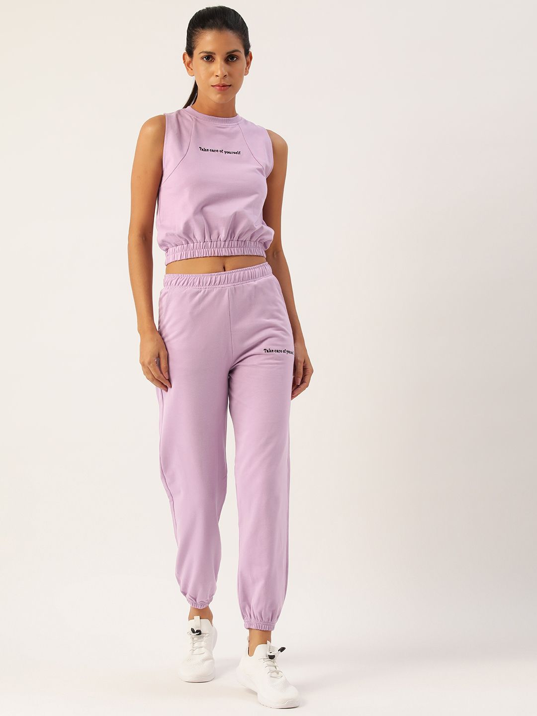 FEMEA Women Lavender Print Detailed Co-Ords