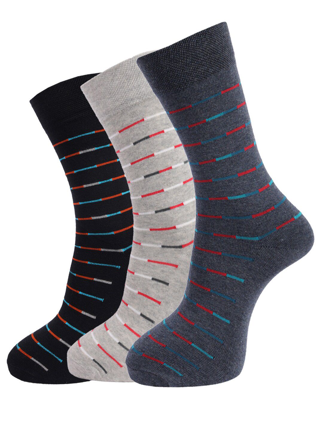 Dollar Socks Men Set Of 3 Assorted & Printed Pure Cotton Above Ankle Socks