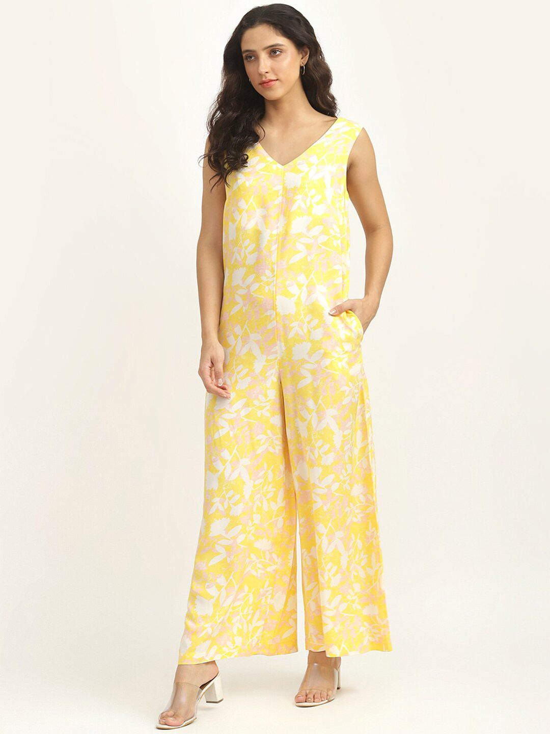 United Colors of Benetton Blue Printed Basic Jumpsuit Price in India
