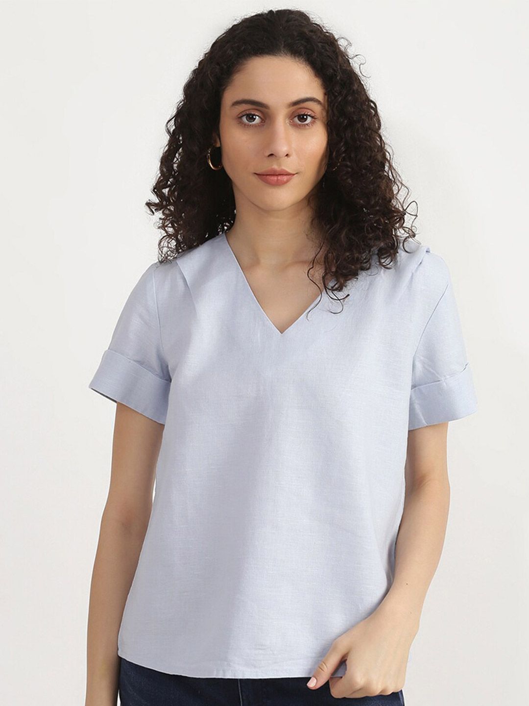 United Colors of Benetton Blue Solid Top Price in India