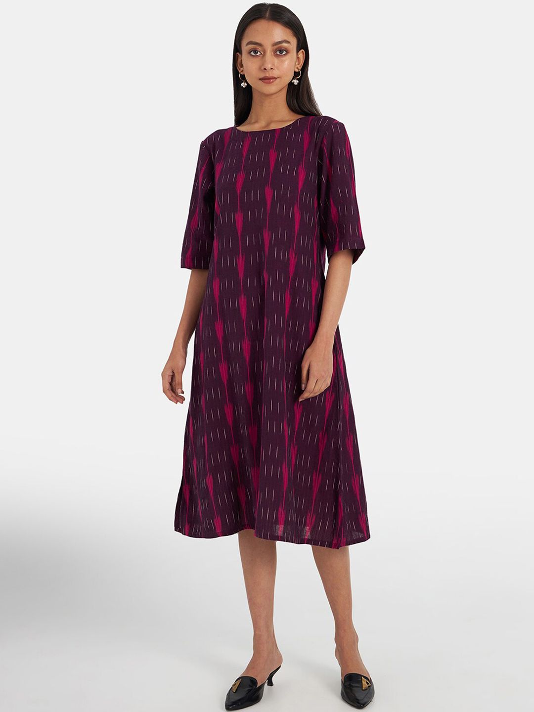 Suta Women Purple Self Design Fit & Flare Ethnic Dress Price in India