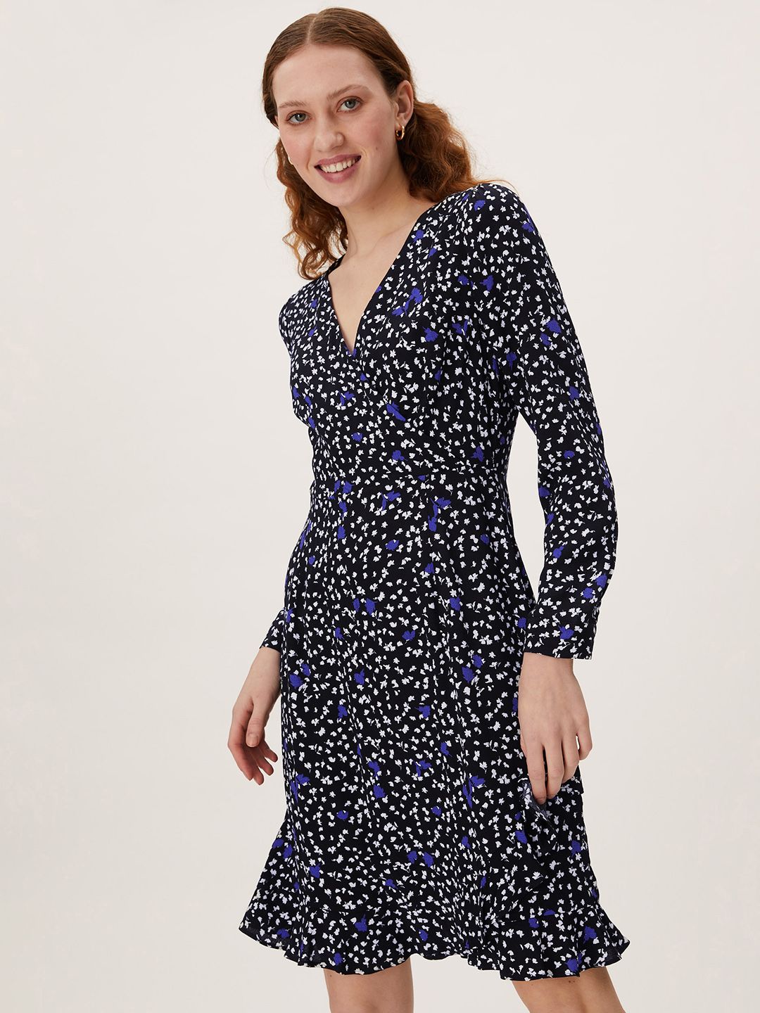 Marks & Spencer Black & Blue Floral Mini Dress Price in India