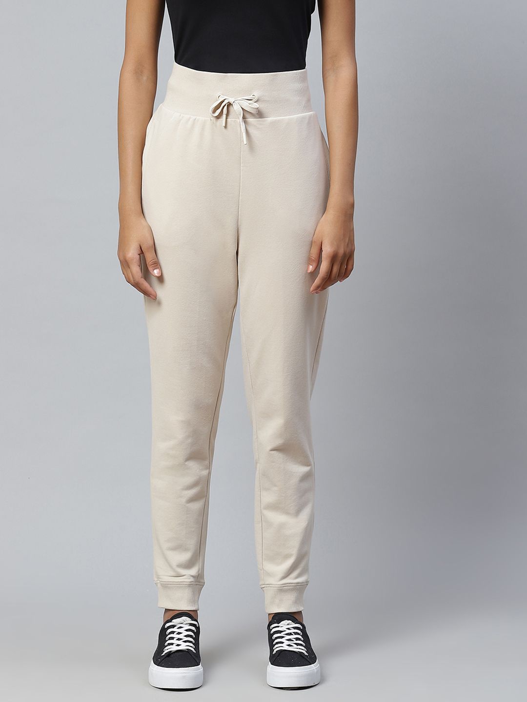 Marks & Spencer Women Beige High-Rise Sports Joggers Price in India