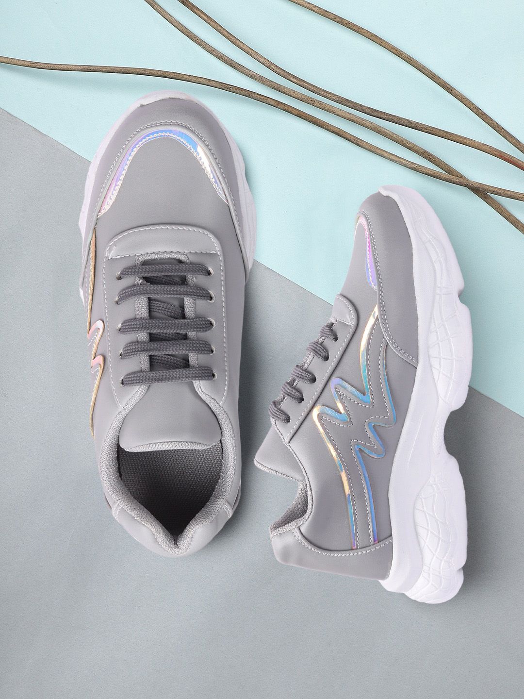 FASHIMO Women Grey Colourblocked Sneakers Price in India