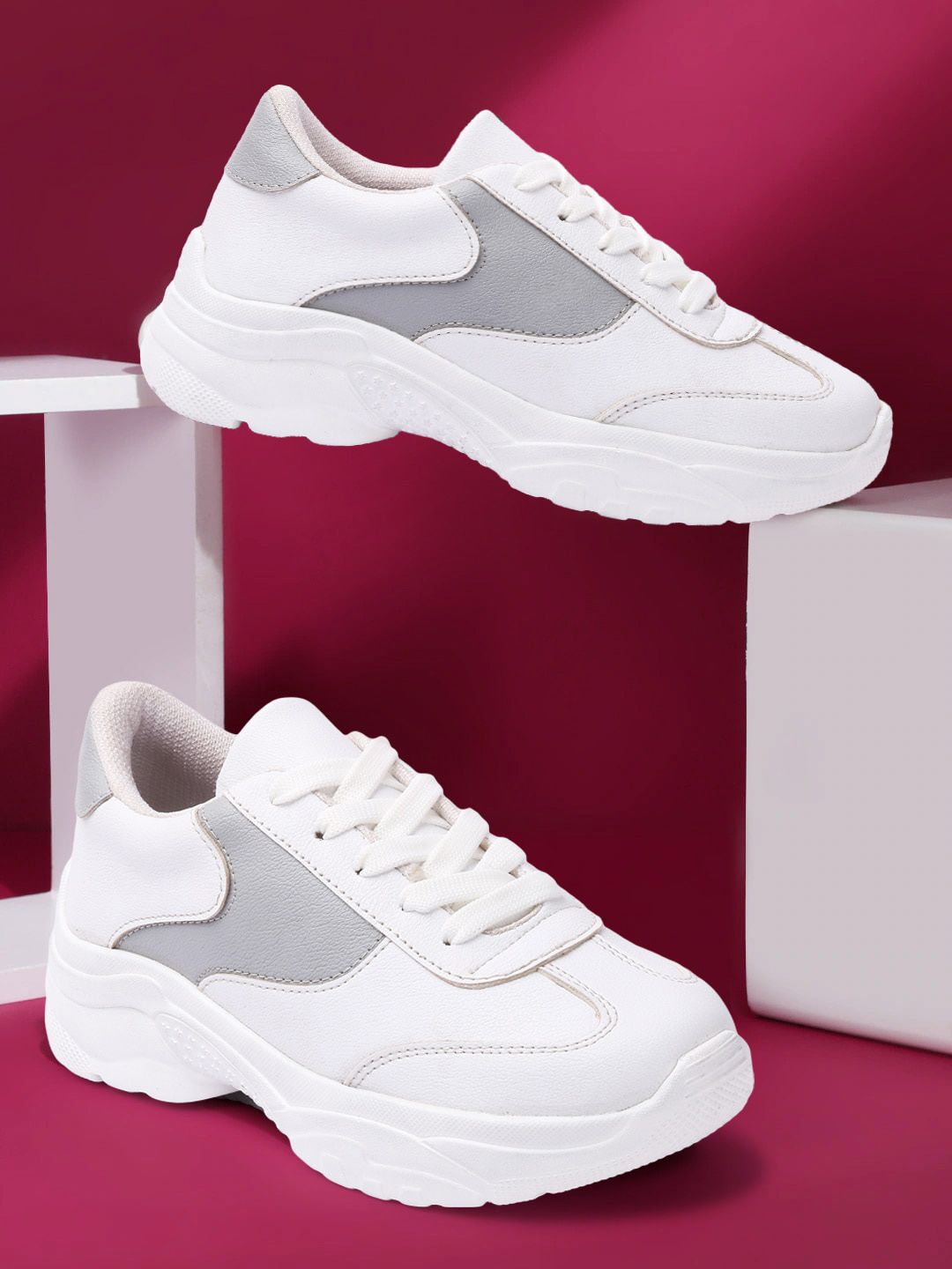 FASHIMO Women White Colourblocked Sneakers Price in India