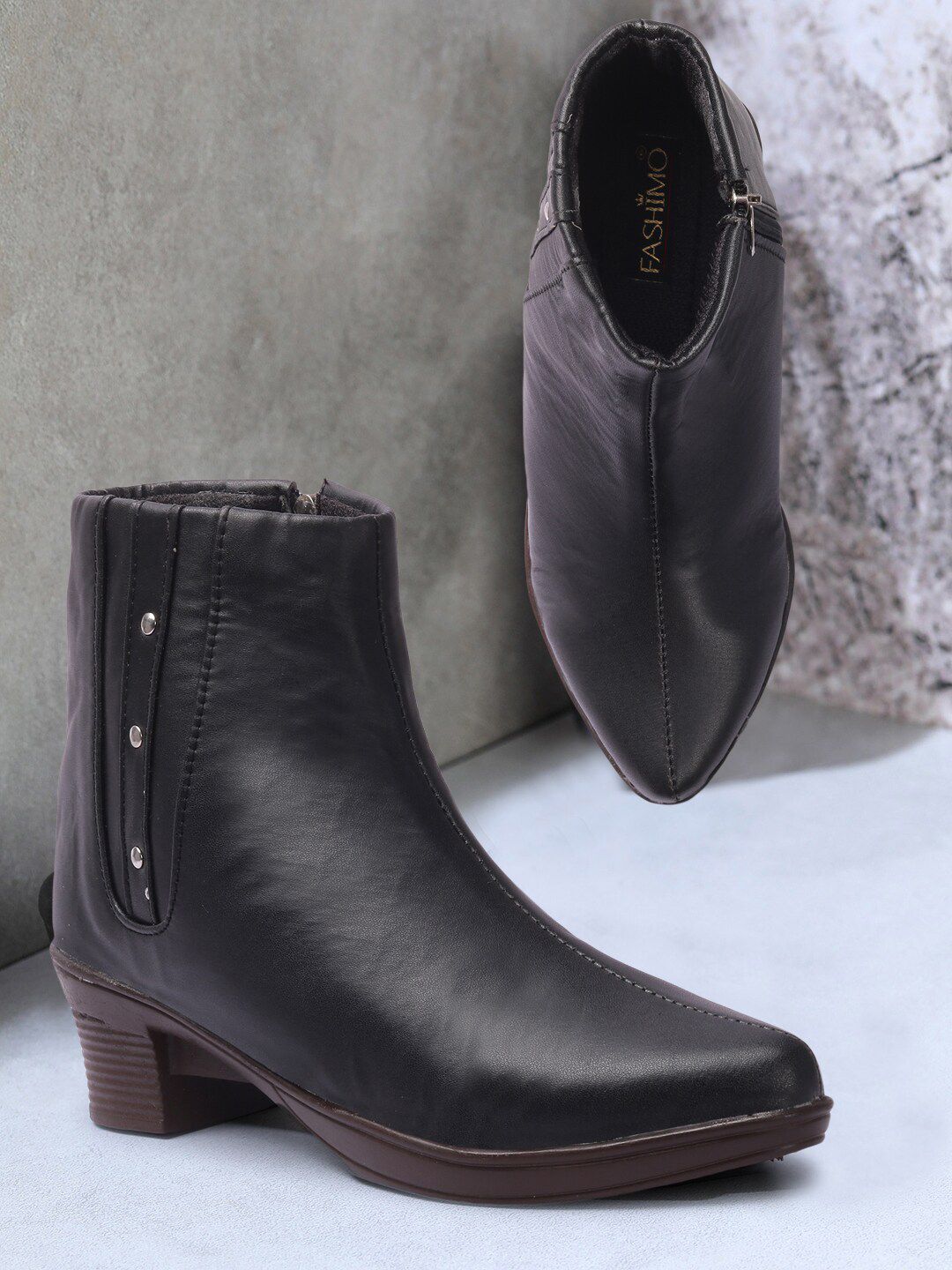 FASHIMO Women Black Block Heel Boots Price in India