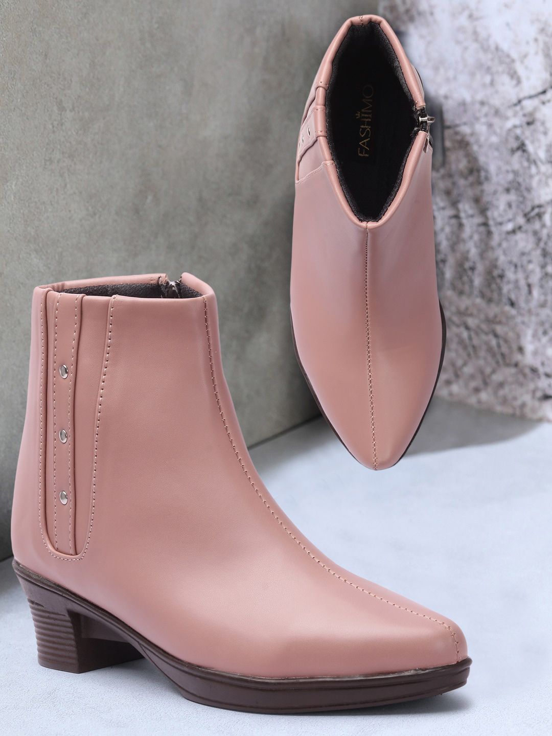 FASHIMO Women Rose Pink Solid Mid-Top Boots Price in India