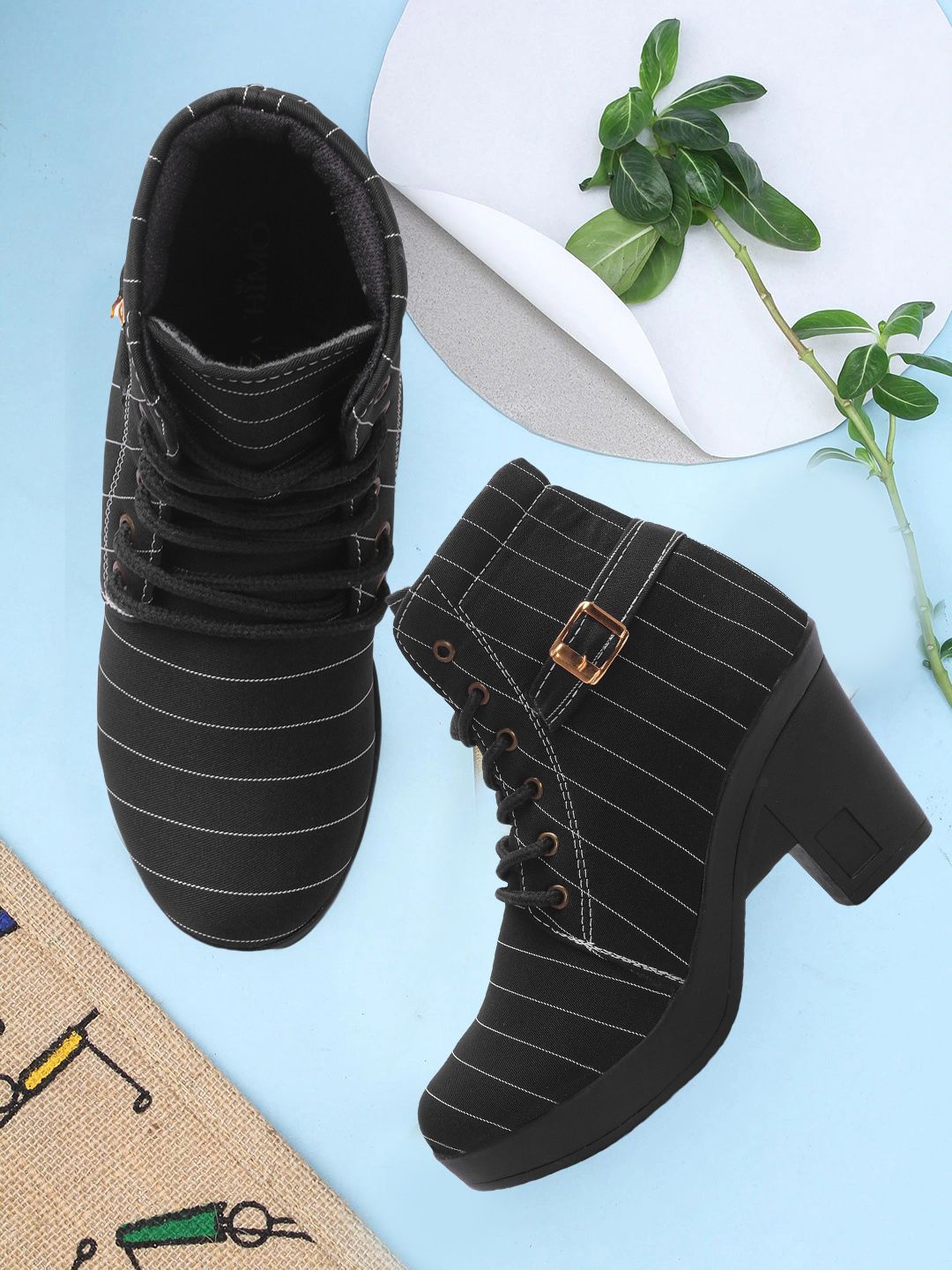 FASHIMO Women Black Striped Boot Price in India