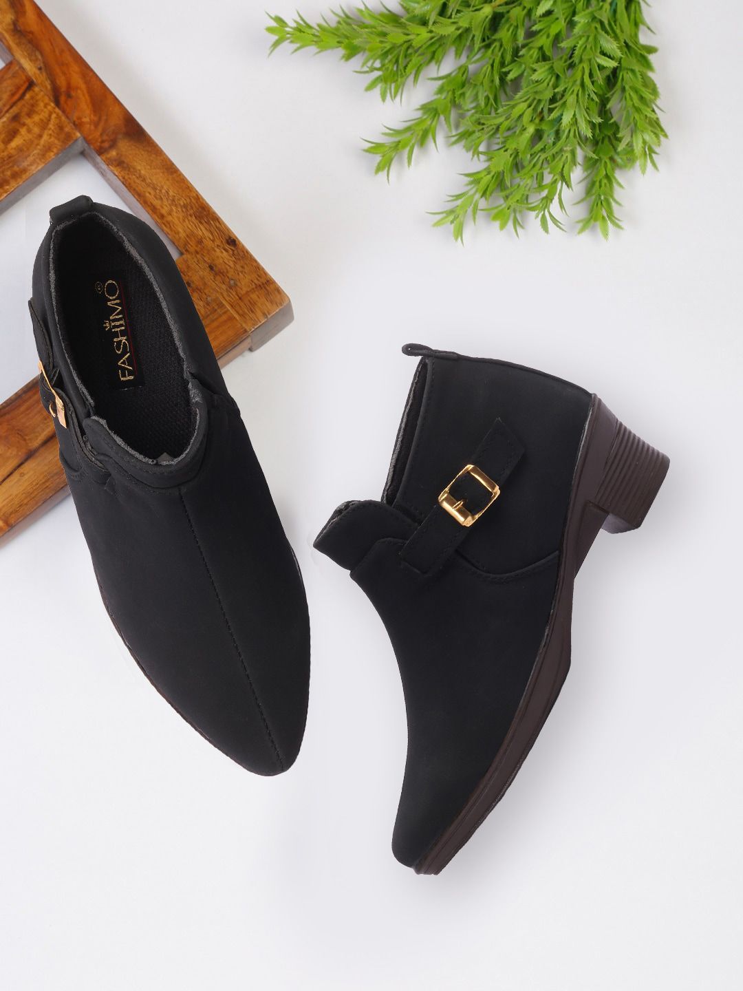 FASHIMO Women Black Block Heel Boots Price in India