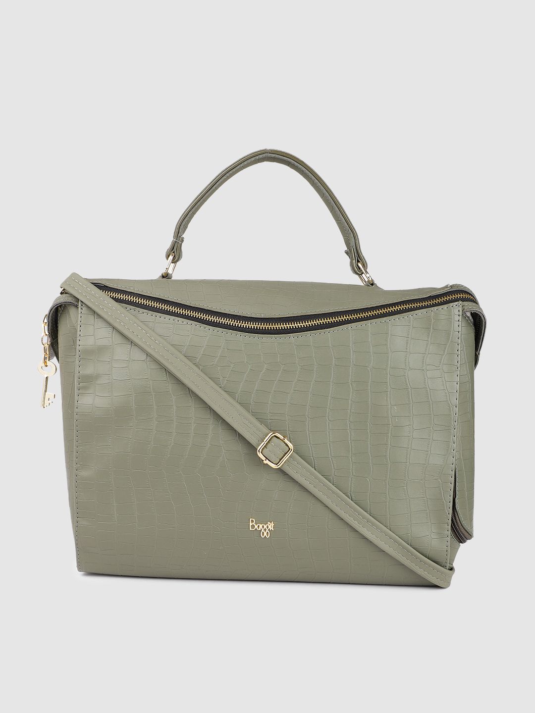 Baggit Women Green Textured Structured Handheld Bag Price in India