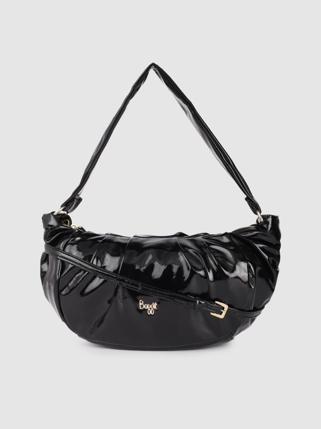 Baggit Women Black PU Structured Shoulder Bag Price in India