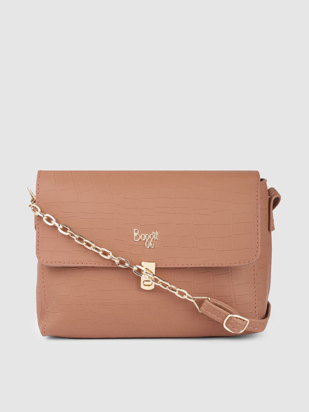 Baggit Women Tan Textured Structured Sling Bag Price in India