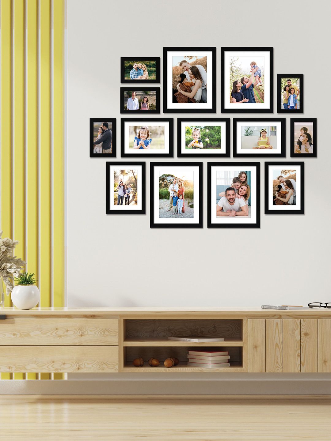 RANDOM Set Of 14 Black Solid Synthetic Collage Photo Frames Price in India