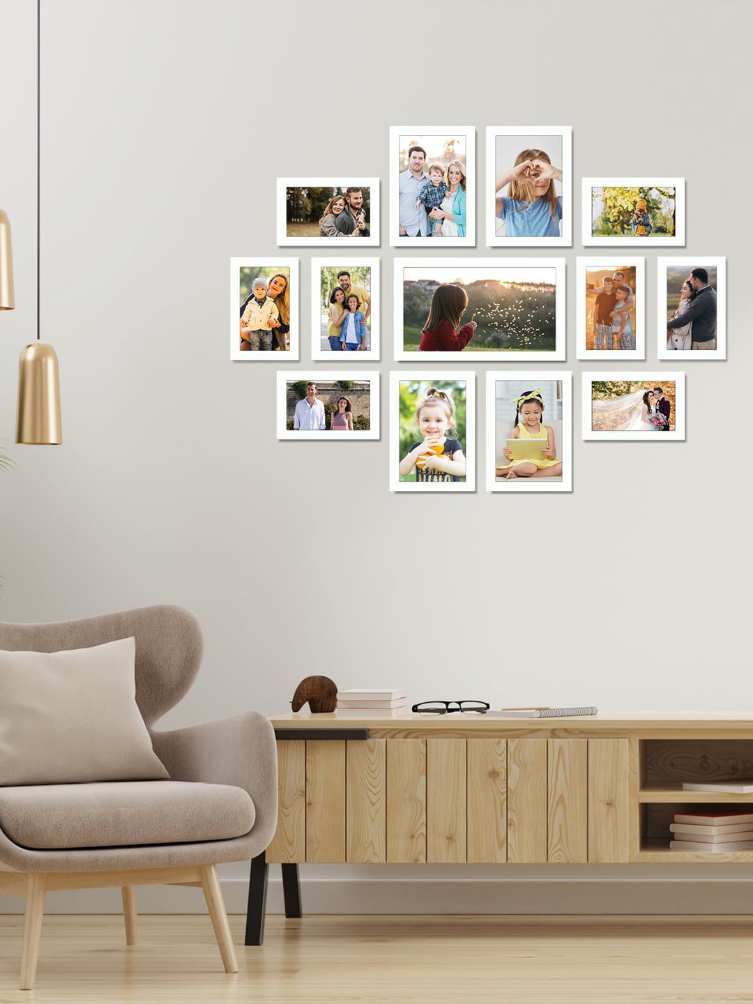 RANDOM Set Of 13 White Solid Rectangle Photo Frames Price in India