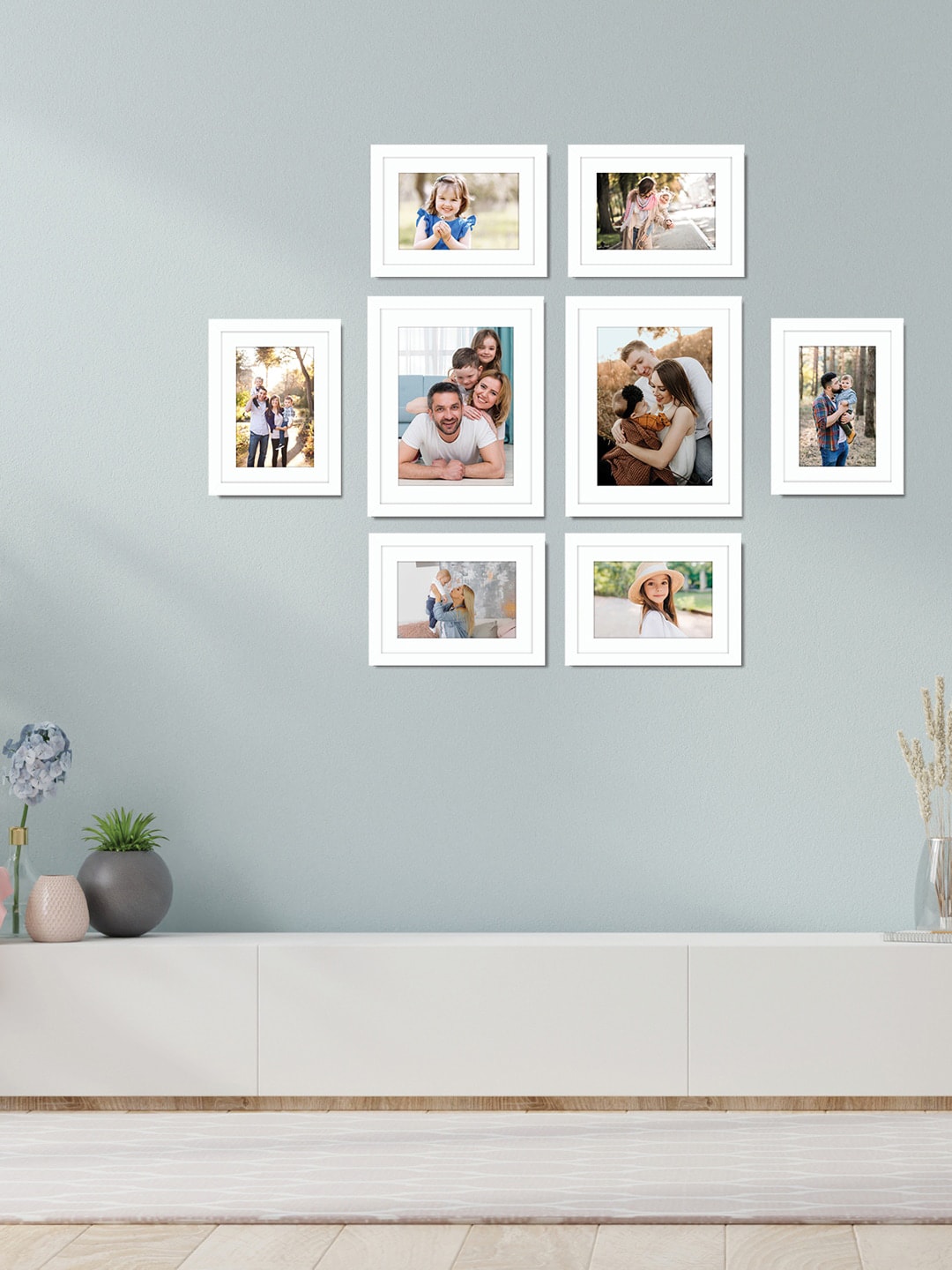 RANDOM Set of 8 White Wooden Individual Photo Frames Price in India