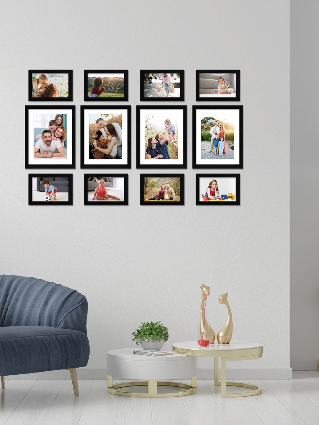 RANDOM Set of 12 Black Individual Photo Frames Price in India