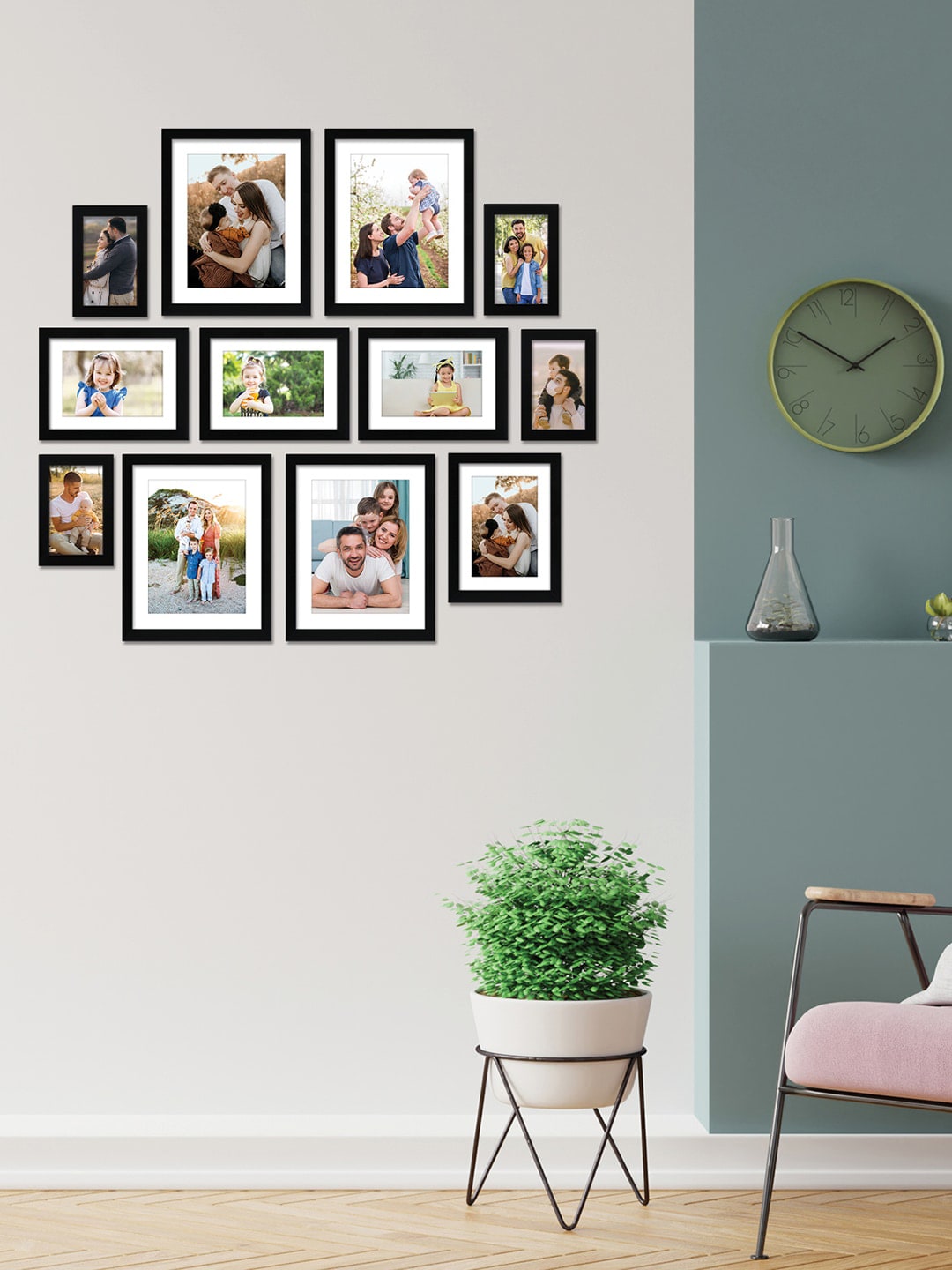 RANDOM Set Of 12 Black Solid Synthetic Collage Photo Frames Price in India