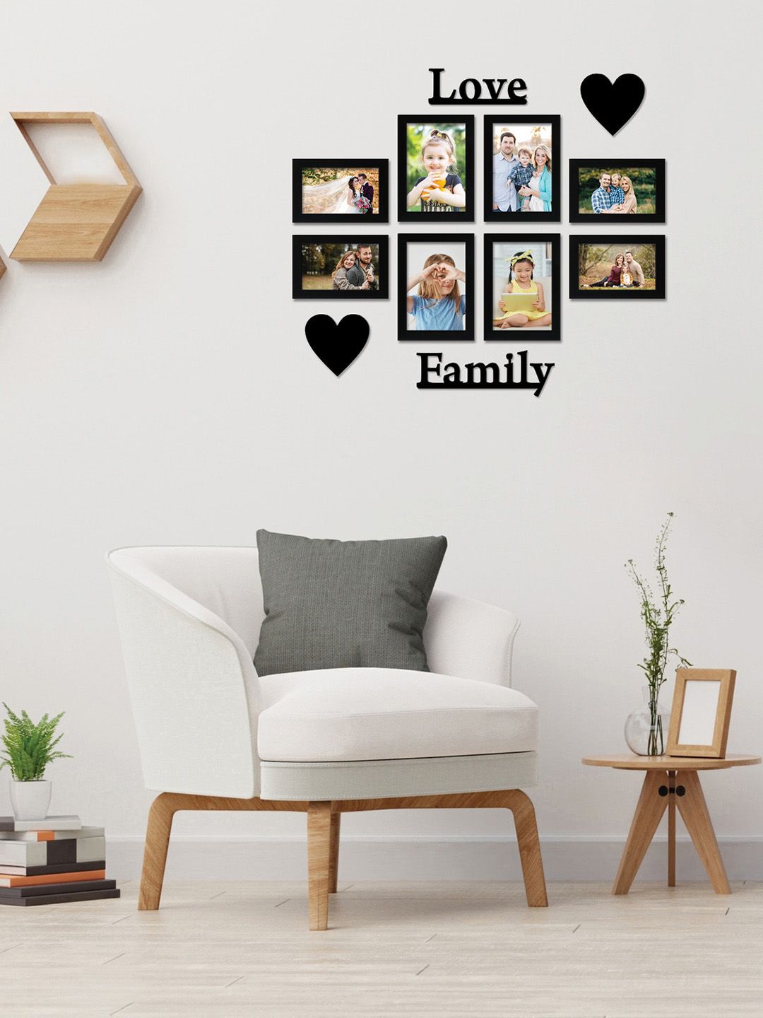 RANDOM Set Of 8 Black Solid Synthetic Collage Photo Frames Price in India